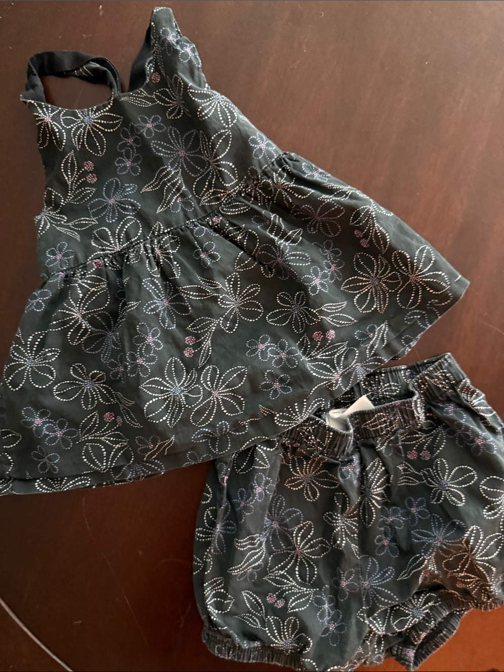Carter's Black Floral Halter Dress with Matching Bloomers